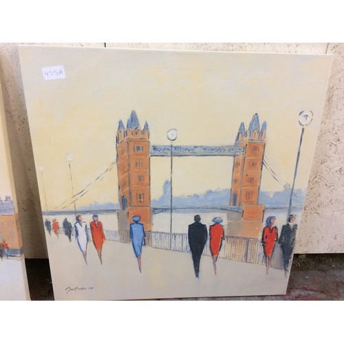 TWO MODERN CANVAS PRINTS OF TOWER BRIDGE AND BIG BEN BY JON BARKER