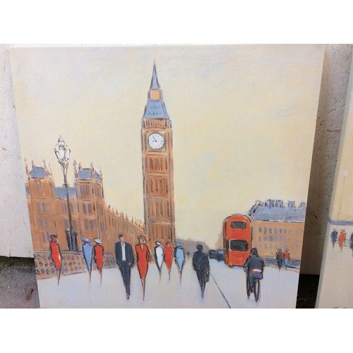 TWO MODERN CANVAS PRINTS OF TOWER BRIDGE AND BIG BEN BY JON BARKER