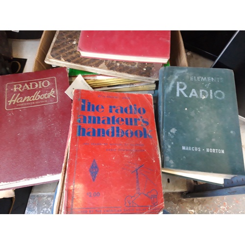 281 - TWO BOXES CONTAINING VINTAGE HEATHKIT 2 WAY RADIO, BOOKS, VALVES, SPARE COMPONENTS ETC.