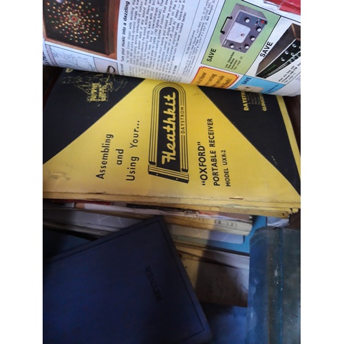 281 - TWO BOXES CONTAINING VINTAGE HEATHKIT 2 WAY RADIO, BOOKS, VALVES, SPARE COMPONENTS ETC.