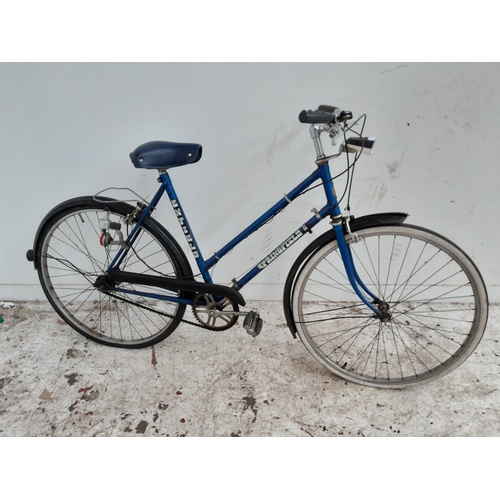 3 - A VINTAGE BLUE ROYAL ENFIELD LADIES TOWN BIKE WITH DYNAMO LIGHTS AND 3 SPEED STURMEY ARCHER GEAR SYS... 