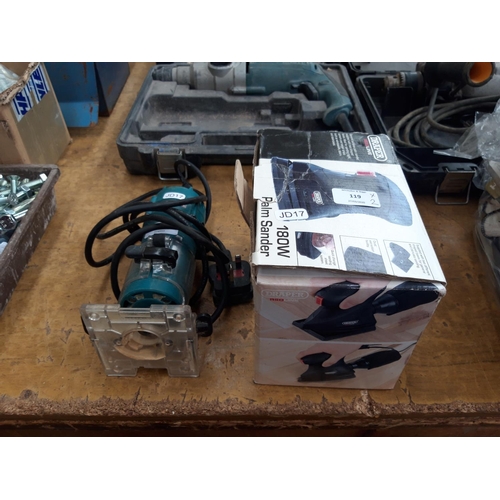 135 - TWO POWER TOOLS TO INCLUDE A GREEN MAKITA 3708F ELECTRIC ROUTER AND A BOXED DRAPER REDLINE ELECTRIC ... 