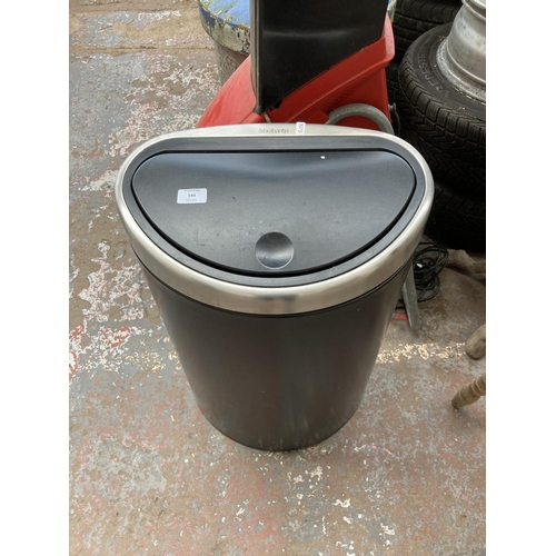 144 - A BRABANTIA BLACK AND MATT STEEL TOUCH BIN