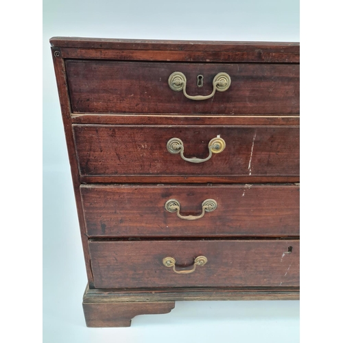 46 - A GEORGE III MAHOGANY CHEST OF TWO SHORT OVER THREE LONG DRAWERS WITH ORIGINAL BRASS SWAN NECK HANDL... 