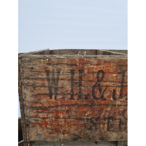 22 - TWO VINTAGE WOODEN BEER BOTTLE CARRYING CRATES TO INCLUDE A W.H. & J. JOULE EXAMPLE