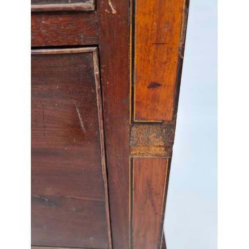 36 - A GEORGIAN INLAID MAHOGANY CHEST OF TWO SHORT OVER THREE LONG DRAWERS WITH SATINWOOD AND EBONY INLAY... 