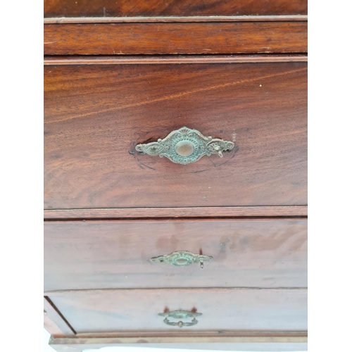 36 - A GEORGIAN INLAID MAHOGANY CHEST OF TWO SHORT OVER THREE LONG DRAWERS WITH SATINWOOD AND EBONY INLAY... 