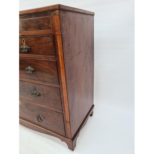 36 - A GEORGIAN INLAID MAHOGANY CHEST OF TWO SHORT OVER THREE LONG DRAWERS WITH SATINWOOD AND EBONY INLAY... 