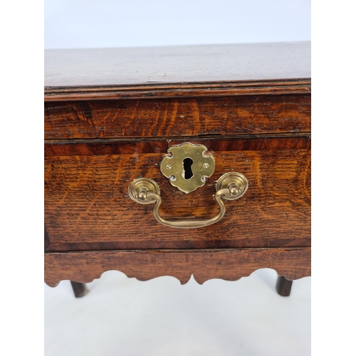 20 - AN ELEGANT GEORGIAN INLAID OAK HALL TABLE WITH TWO SHORT AND ONE LONG DRAWER, BRASS SWAN NECK HANDLE... 