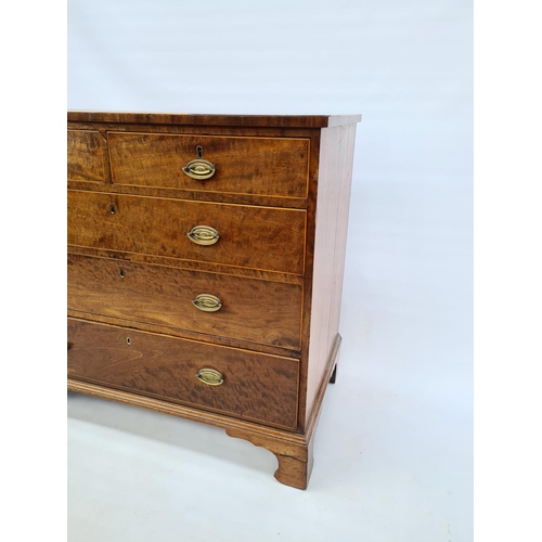 25 - A GEORGIAN INLAID MAHOGANY CHEST OF TWO SHORT OVER THREE LONG DRAWERS WITH EACH DRAWER HAVING SATINW... 