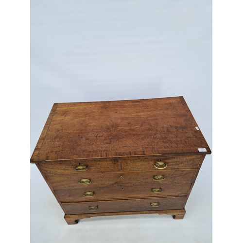 25 - A GEORGIAN INLAID MAHOGANY CHEST OF TWO SHORT OVER THREE LONG DRAWERS WITH EACH DRAWER HAVING SATINW... 