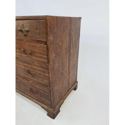 39 - A GEORGIAN OAK CHEST OF TWO SHORT OVER THREE LONG DRAWERS WITH ORIGINAL BRASS SWAN NECK HANDLES AND ... 