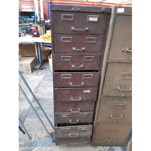 380 - A VINTAGE 9 DRAWER METAL OFFICE FILING CABINET