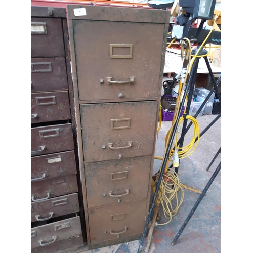 381 - A VINTAGE METAL FOUR DRAWER OFFICE FILING CABINET