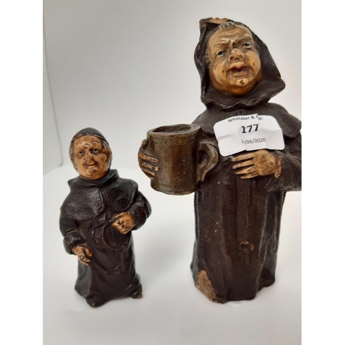 177 - TWO TERRACOTTA MONK FIGURES