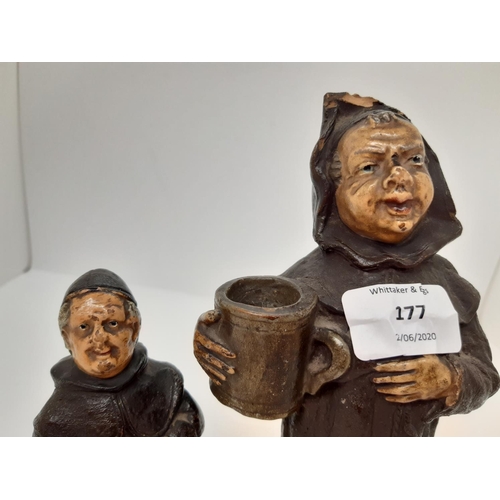 177 - TWO TERRACOTTA MONK FIGURES