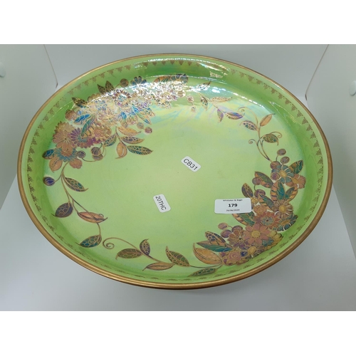 179 - A MID 20TH CENTURY ROYAL WINTON GRIMWADES LARGE LUSTRE BOWL WITH FLORAL BORDER AND GOLD PAINTED RIM ... 