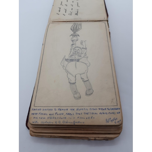 76 - A UNIQUE WW1 PERIOD AUTOGRAPH ALBUM CONTAINING PERSONAL MESSAGES, GREETINGS, JOKES, SKETCHES AND MUS... 