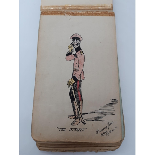 76 - A UNIQUE WW1 PERIOD AUTOGRAPH ALBUM CONTAINING PERSONAL MESSAGES, GREETINGS, JOKES, SKETCHES AND MUS... 