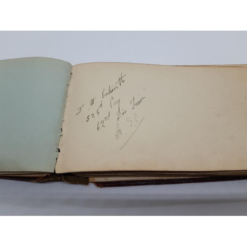 76 - A UNIQUE WW1 PERIOD AUTOGRAPH ALBUM CONTAINING PERSONAL MESSAGES, GREETINGS, JOKES, SKETCHES AND MUS... 