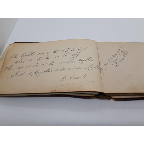 76 - A UNIQUE WW1 PERIOD AUTOGRAPH ALBUM CONTAINING PERSONAL MESSAGES, GREETINGS, JOKES, SKETCHES AND MUS... 