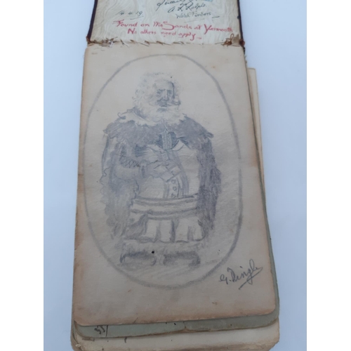 76 - A UNIQUE WW1 PERIOD AUTOGRAPH ALBUM CONTAINING PERSONAL MESSAGES, GREETINGS, JOKES, SKETCHES AND MUS... 