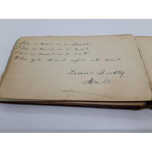 76 - A UNIQUE WW1 PERIOD AUTOGRAPH ALBUM CONTAINING PERSONAL MESSAGES, GREETINGS, JOKES, SKETCHES AND MUS... 