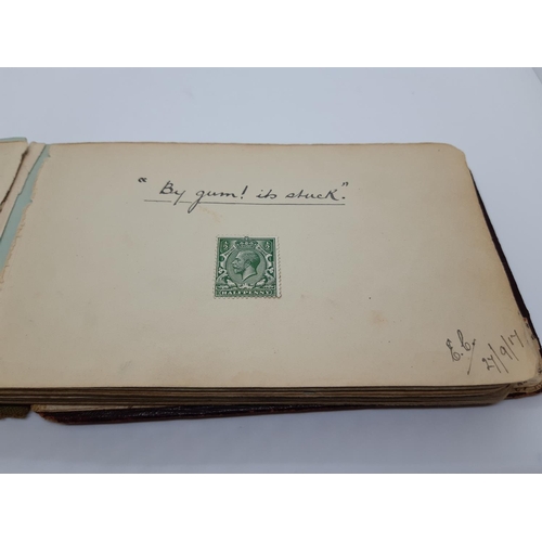 76 - A UNIQUE WW1 PERIOD AUTOGRAPH ALBUM CONTAINING PERSONAL MESSAGES, GREETINGS, JOKES, SKETCHES AND MUS... 