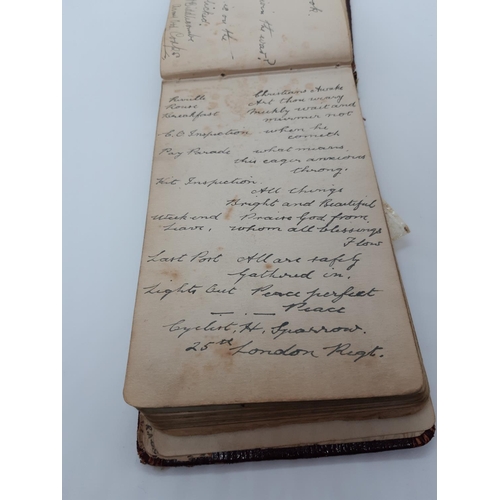 76 - A UNIQUE WW1 PERIOD AUTOGRAPH ALBUM CONTAINING PERSONAL MESSAGES, GREETINGS, JOKES, SKETCHES AND MUS... 