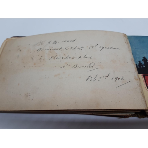 76 - A UNIQUE WW1 PERIOD AUTOGRAPH ALBUM CONTAINING PERSONAL MESSAGES, GREETINGS, JOKES, SKETCHES AND MUS... 