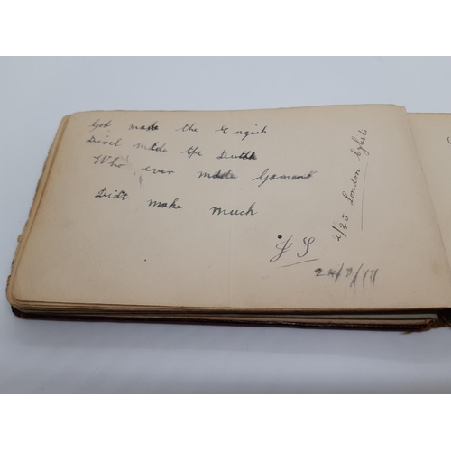 76 - A UNIQUE WW1 PERIOD AUTOGRAPH ALBUM CONTAINING PERSONAL MESSAGES, GREETINGS, JOKES, SKETCHES AND MUS... 