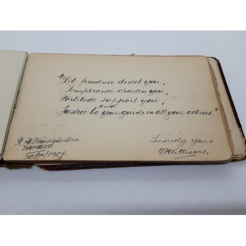 76 - A UNIQUE WW1 PERIOD AUTOGRAPH ALBUM CONTAINING PERSONAL MESSAGES, GREETINGS, JOKES, SKETCHES AND MUS... 