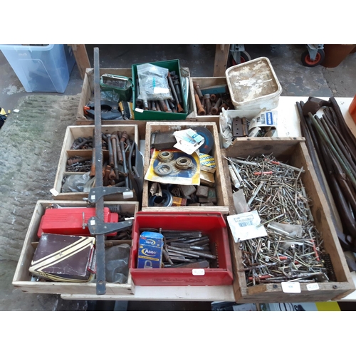 436 - A LARGE QUANTITY OF SMALL BOXES CONTAINING THREAD TAPS, ALLEN KEY BOLTS, SCREWS, ALLEN KEYS ETC.