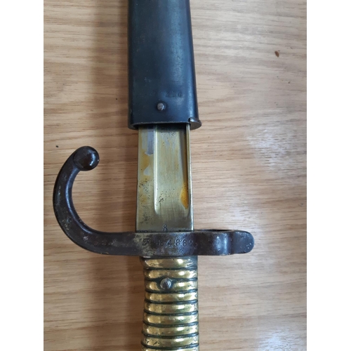 90 - A FRENCH CHASSEPOT BAYONET WITH ORIGINAL SCABBARDS. CIRCA 1870. BOTH WITH MANY INSPECTORS AND INVENT... 