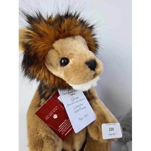 226 - TWO CHARLIE BEARS TO INCLUDE 'GOLIATH' LIMITED EDITION 1331 OF 2000 FROM THE QUEEN'S BEAST SERIES AN... 