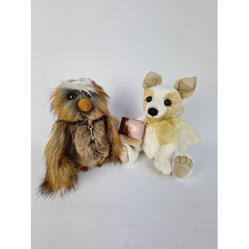 234 - TWO CHARLIE BEARS SOFT TOYS TO INCLUDE 'WANDA' THE LITTLE OWL CB175188 AND 'DUCHESS' THE PUPPY DOG C... 