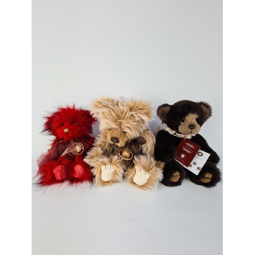 235 - THREE CHARLIE BEARS TO INCLUDE 'WOODEND' CB191952A, 'JELLY TOT' CB195212O AND 'KIRSTEN' CB183933