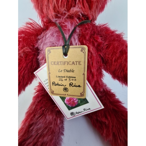 239 - A ROBIN RIVE LIMITED EDITION 26 OF 300 'LE DIABLE' RED DEVIL BEAR WITH CERTIFICATE