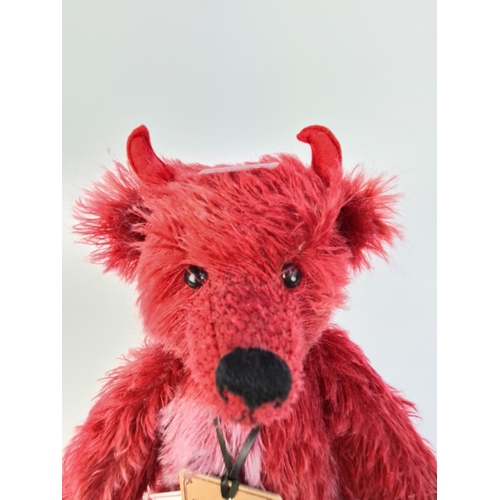 239 - A ROBIN RIVE LIMITED EDITION 26 OF 300 'LE DIABLE' RED DEVIL BEAR WITH CERTIFICATE