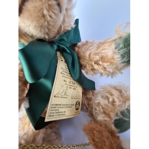 245 - THREE HERMANN SOFT TOYS TO INCLUDE A HERMANN TEDDY ORIGINAL BEAR AND A LIMITED EDITION 36 OF 1500 'M... 