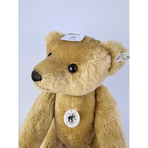 259 - A STEIFF 403026 PGB 35 REPLICA 1904 LIMITED EDITION 863 OF 1904 DARK BLONDE TEDDY BEAR WITH ORIGINAL... 