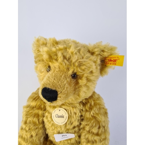 263 - A STEIFF 028762 CLASSIC GOLDEN BLONDE MOHAIR TEDDY BEAR