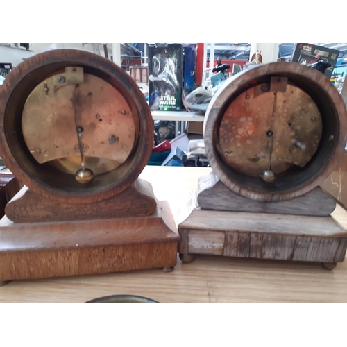 133 - TWO EDWARDIAN FRENCH MANTLE CLOCKS BOTH WITH V. A. P. BREVETE MOVEMENT