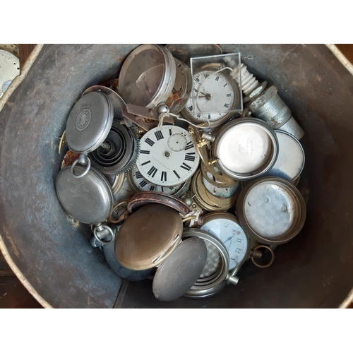 149 - TWO BOXES CONTAINING A LARGE QUANTITY OF POCKET WATCH AND WRISTWATCH ENAMEL DIALS AND MOVEMENTS