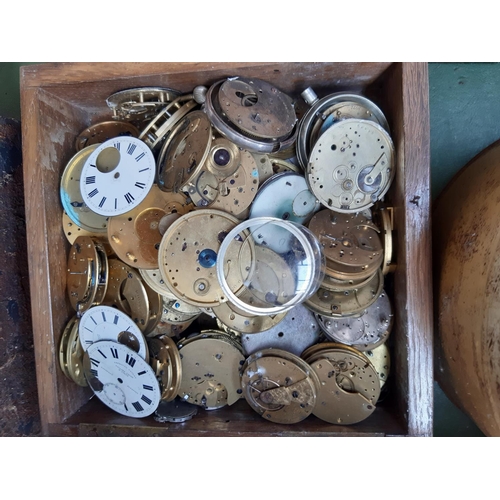 149 - TWO BOXES CONTAINING A LARGE QUANTITY OF POCKET WATCH AND WRISTWATCH ENAMEL DIALS AND MOVEMENTS