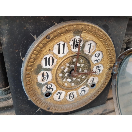 156 - THREE VICTORIAN CLOCKS TO INCLUDE A FRENCH BREGUET A PARIS MANTLE CLOCK WITH WELL DETAILED BRASS PIE... 