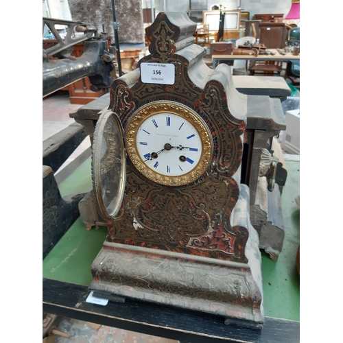 156 - THREE VICTORIAN CLOCKS TO INCLUDE A FRENCH BREGUET A PARIS MANTLE CLOCK WITH WELL DETAILED BRASS PIE... 