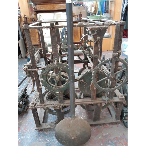 158 - A LARGE COLLECTION OF VARIOUS 19TH CENTURY CHURCH CLOCK MOVEMENTS TO INCLUDE A JOYCE OF WHITCHURCH E... 