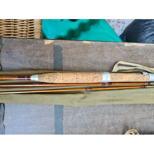 422F - A FOSTER BRO'S OF ASHBOURNE 9' SPLIT CANE FLY FISHING ROD