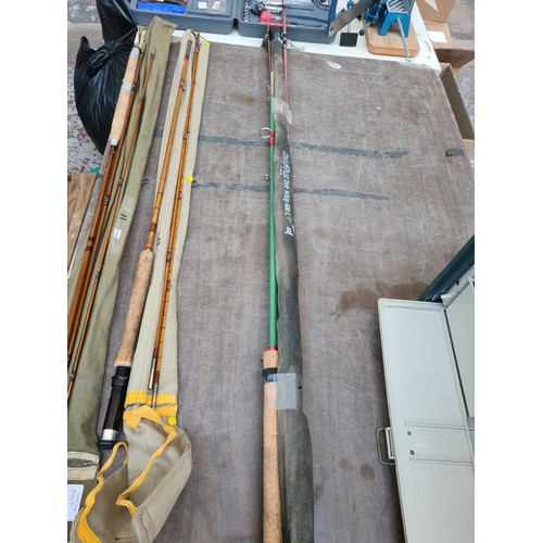 422I - TWO FISHING RODS AND AN UNUSED SILSTAR 6 METRE TELEWHIP FISHING POLE